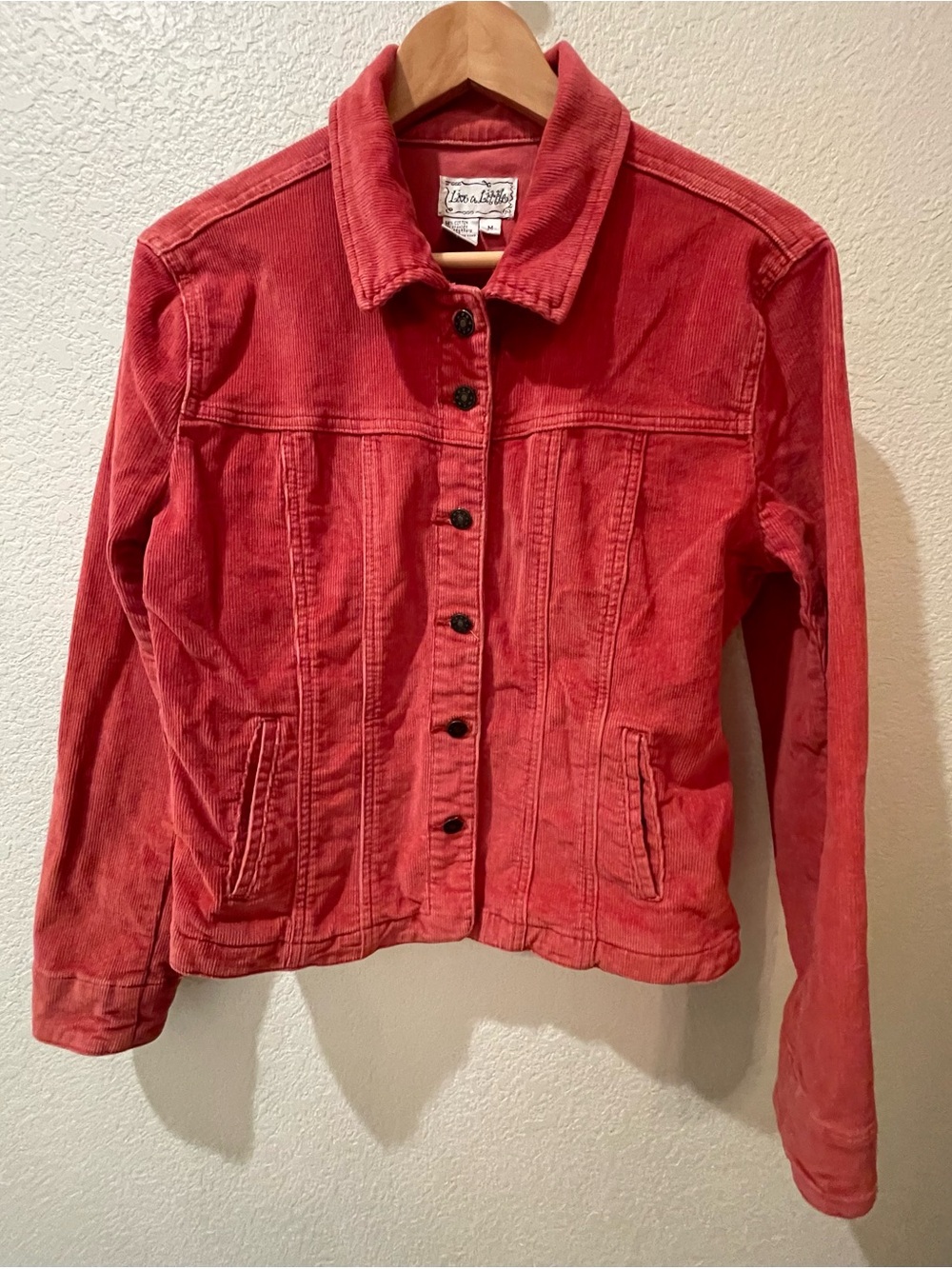 Dark Orange Cotton Corduroy Button-Front Jacket, Size Medium